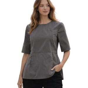 Marni Gray Structured Top Size 42 M Short Sleeve Boxy Designer Blouse Italy